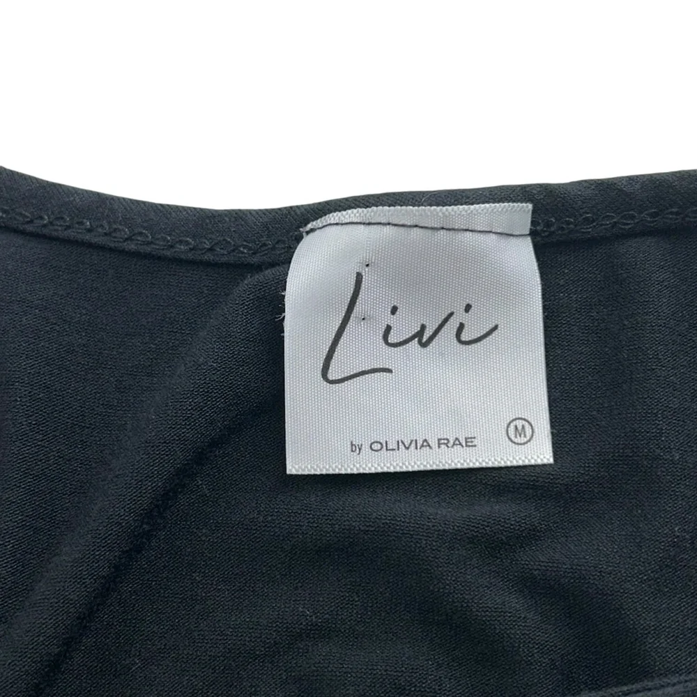 Livi By Olivia Rae Midi Dress M Black Side Tie Bodycon Maxi Minimalist Casual
